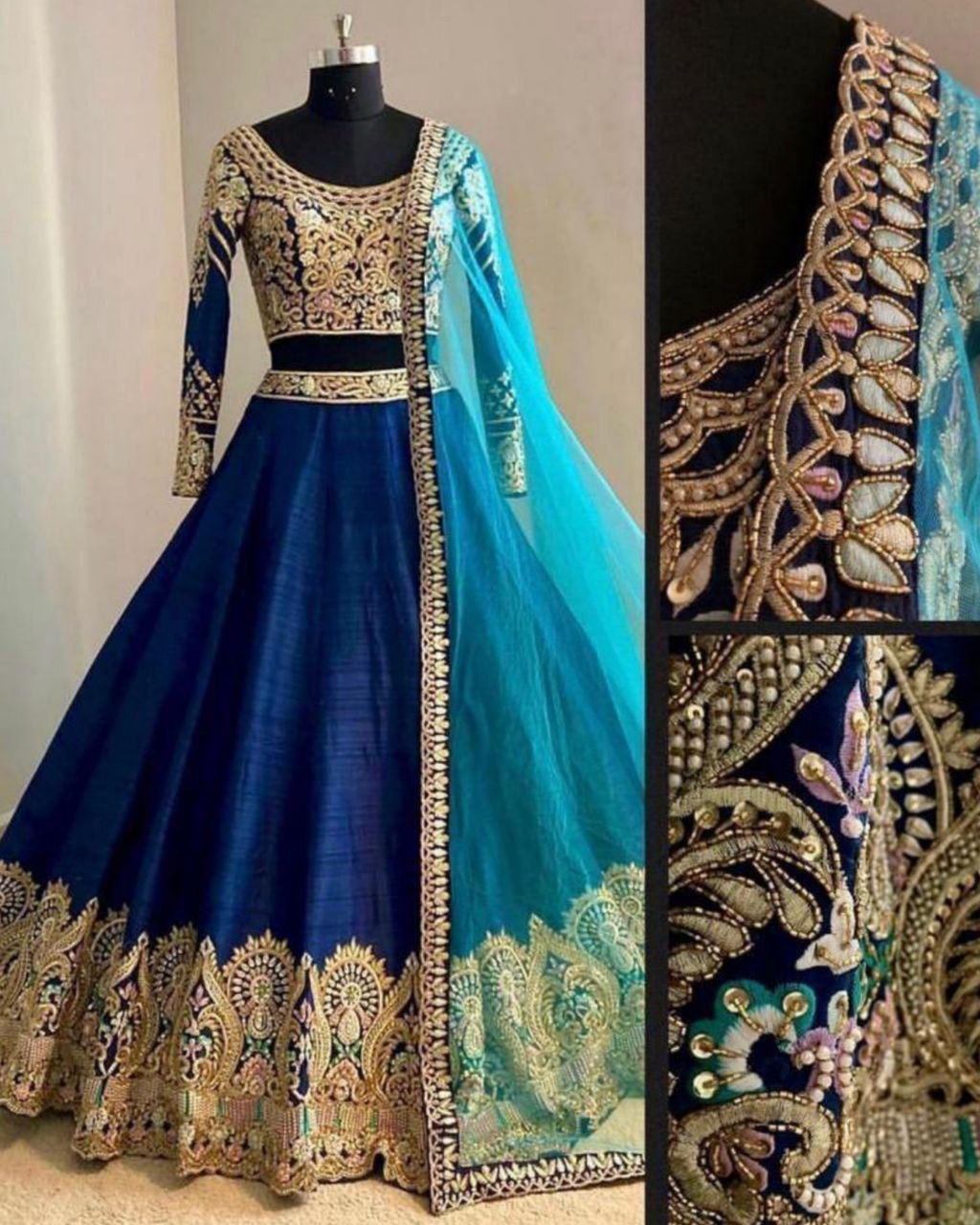 Designer Blue Tappeta Silk Thread & Sequence work Lehenga Choli with dupatta