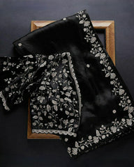 Exclusive Black Organza Silk Embroidery & Sequence Work Saree With Blouse