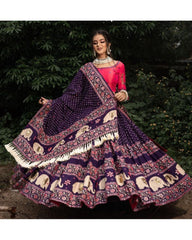 Navaratri Special Purple Heavy Butter Silk Digital Print Work Lehenga Choli With Dupatta