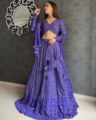 Classy Purple Heavy Georgette With Sequance Embroidery Work Lahengha Choli