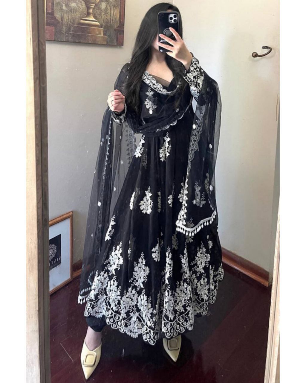 Exclusive Black Faux Georgette Anarkali Suit With Dupatta